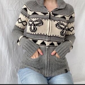 TNA Artizia Full Zip Lambswool Cardigan Sweater Sea to Sky Cowichan